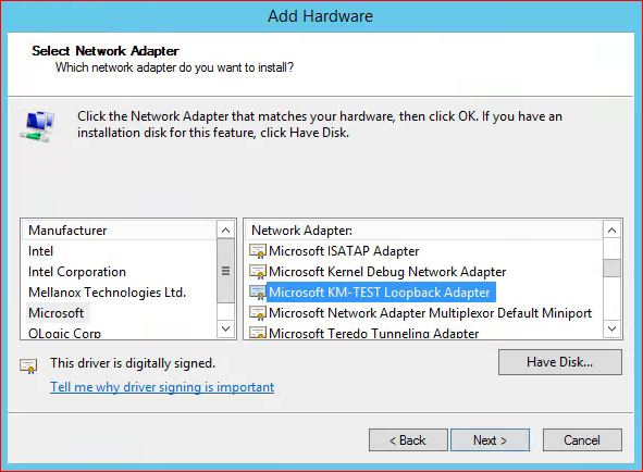 Microsoft km-test loopback adapter change mac password